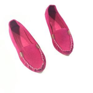 Pink Suede Moccasins